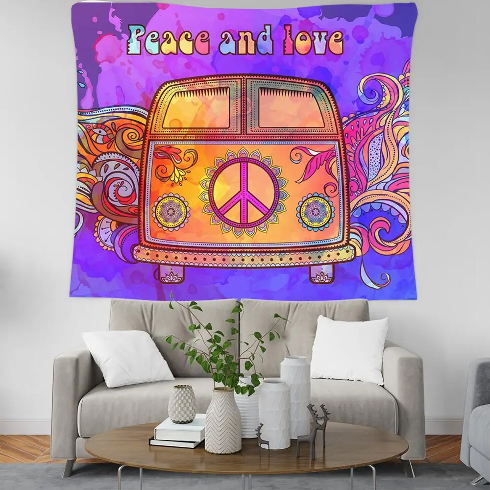 

Peace Car Painting Tapestry Bedroom Living Room Restaurant Wall Hanging Tapestry Color Rendering Background Cloth Decoration