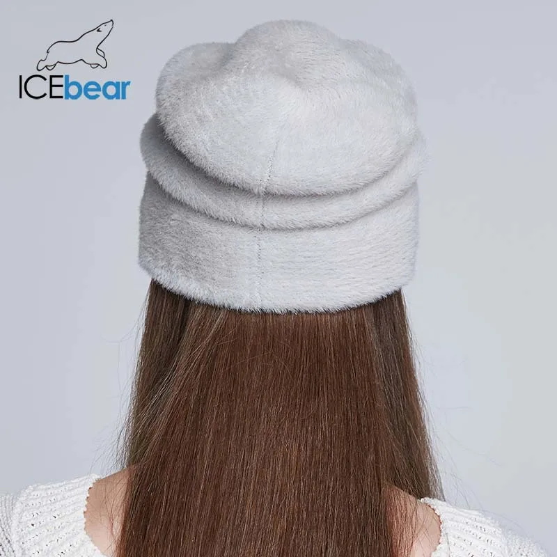 ICEbear Женские шапки для зимы имитация шерсти толстые шапки для женщин однотонные новые брендовые шапки E-MX18119