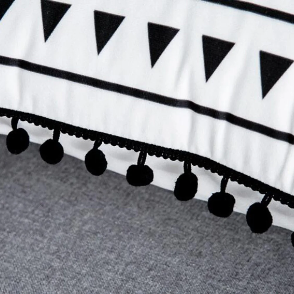 

Simple Geometric Fringe Decorative Cushion Rectangle Tassel Soft Pillow Cover