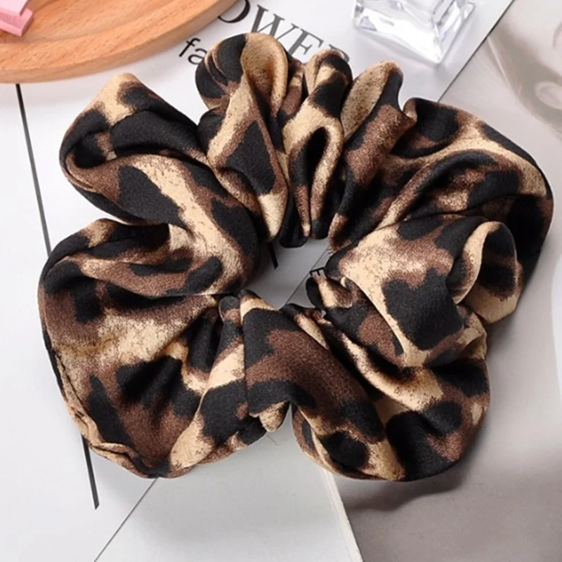 Женские эластичные резинки для волос из полиэстера с леопардовым принтом