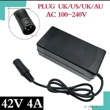 36V Charger 42V 4A electric bike lithium battery charger for 36V lithium battery pack with 3-Pin XLR Socket/connector