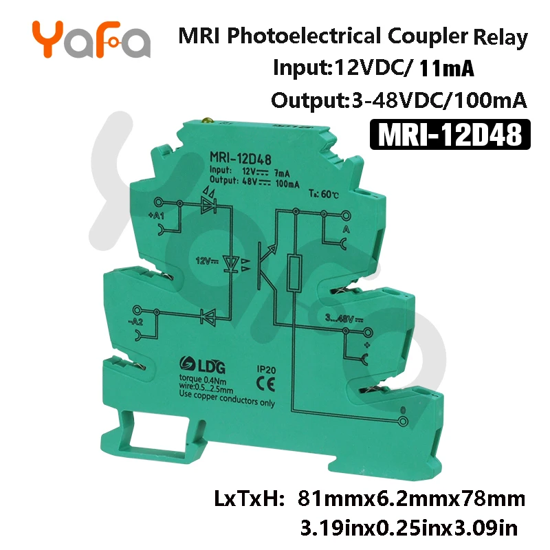 1pc MRI-D48 Input 3.3V 5V 12V 24V 230V DC Photoelectrical Coupler Interface Relay Module Optocoupler Isolating PLC Board | Бытовая