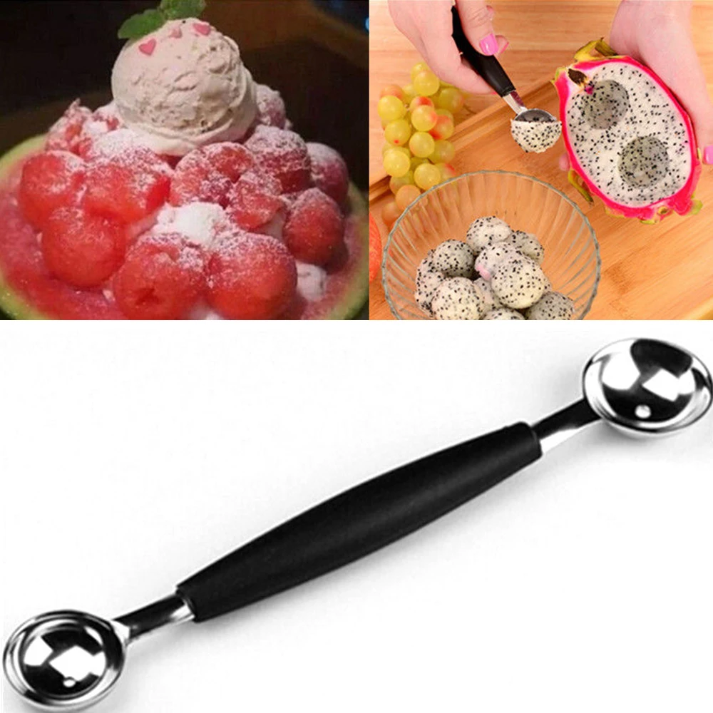 Двухконцевая ложка-шарик из нержавеющей стали арбузное мороженое ложка для