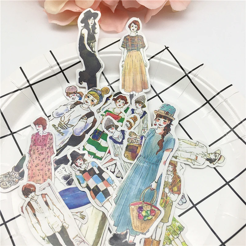 26 шт уличной моды девушка наклейки дневник этикетка пакет декоративный
