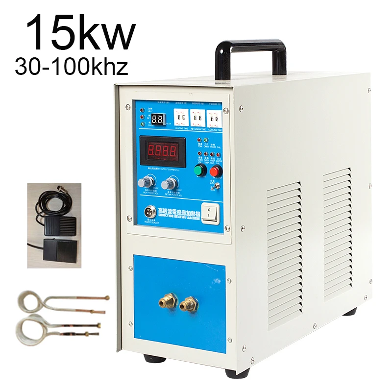 Máquina de calentamiento por inducción de alta frecuencia, calentador de inducción ZVS de 15KW y 220V, horno de fusión de oro plateado