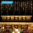 СВЕТОДИОДНАЯ Гирлянда-сосулька XFLAMPER 4 м, 8 режимов освещения, свисающая на 0,4-0,6 м, водонепроницаемая Гирлянда-занавеска, украшение на свадьбу и Рождество