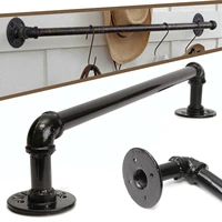 60cm retro towel rail rack shower bathroom industrial iron pipe black iron towel rail holder hanging shelves with 8pcs screws