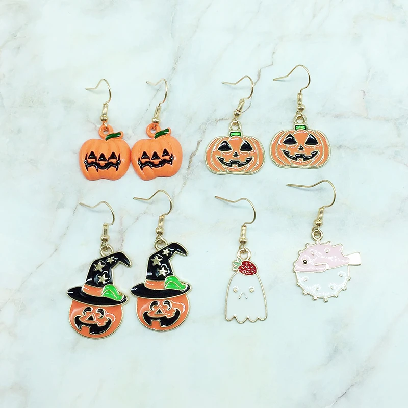 Pumpkin Blame Ghost Drop Tassels Earrings Halloween Punk Style Funny Earring Jewelry Gift for Women