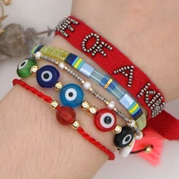 rainbow tila miyuki bead bracelets female summer beach wind alphabet matural pearl bracelet woven handmade bangle jewelry