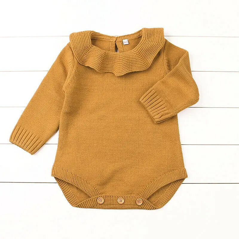 Newborn Baby Bodysuit Knit Warm Body Girl Clothes Peter Pan Sweater Jumpsuit Fall Winter Outfits Set 0-24M | Детская одежда и