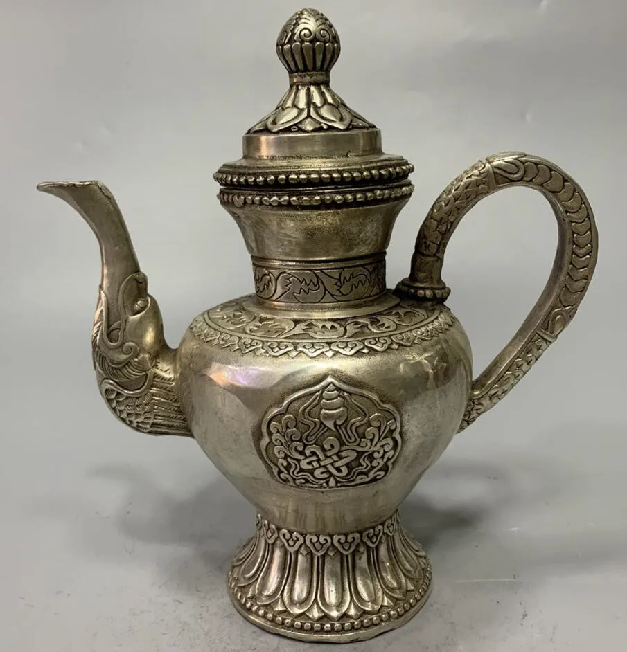 

Archaize White copper dragon head teapot crafts statue
