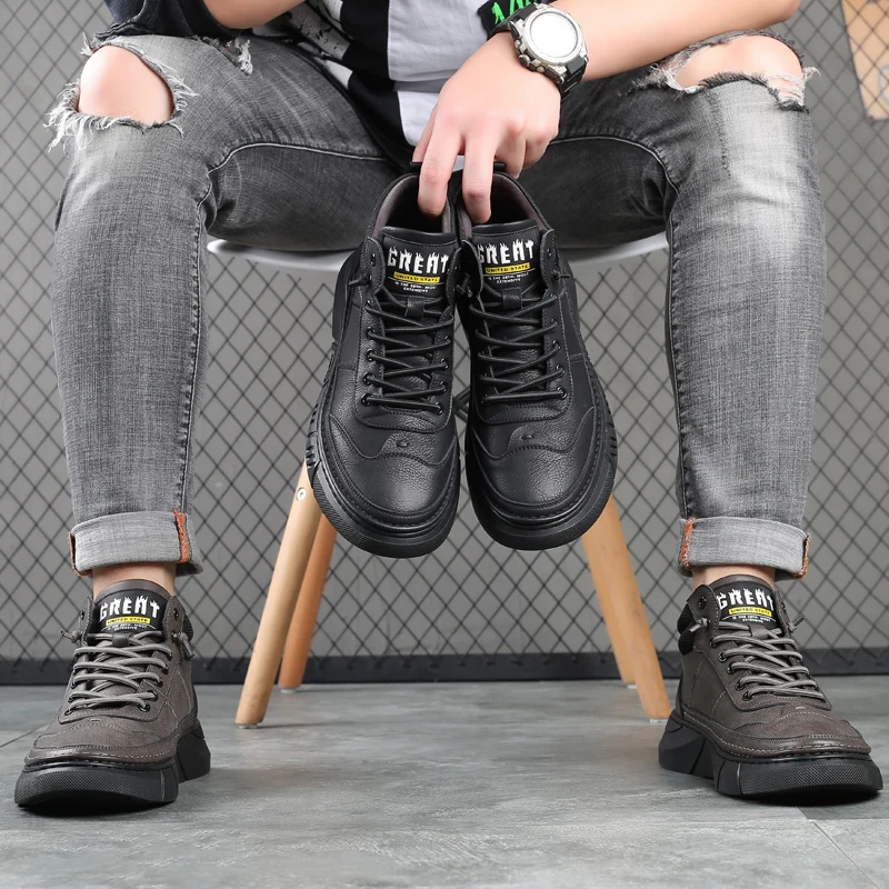 

Casual Leather Men Sneakers Misalwa Winter Plush Spring Young Men Footwear Trend Shoes 2021