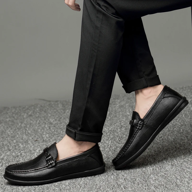 Туфли мужские из натуральной кожи Модные дышащие мокасины повседневные лоферы