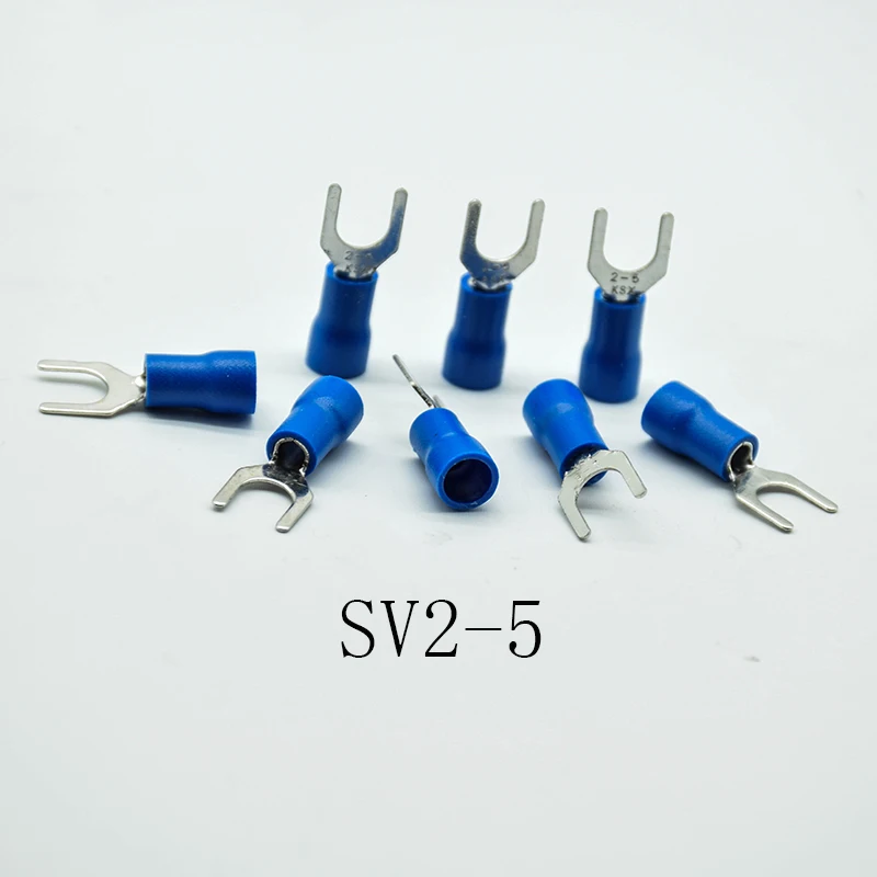50pcs SV2-5 50 шт./упак. SV2-3/4/5/6/8 синий Furcate кабель провод разъема Furcate предварительно изолируя Вилка Лопата AWG провода обжимных разъёмов, коннекторов для SV2.5 - Цвет: 50pcs SV2-5