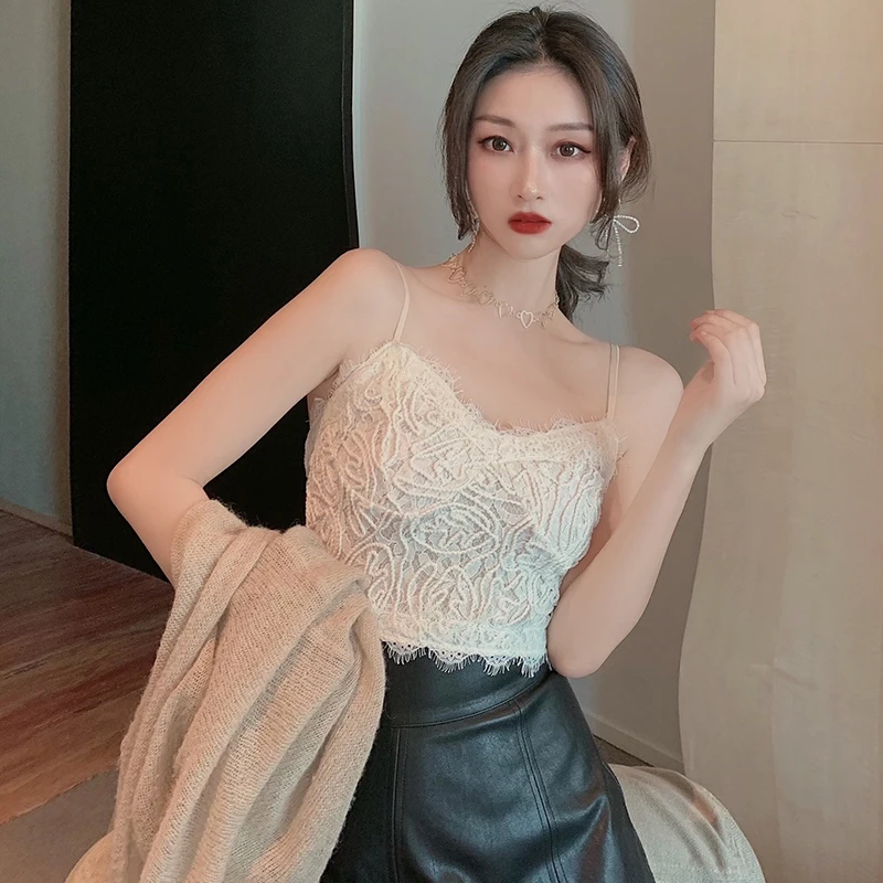 

Женский кружевной топ WWENN, без рукавов, с V-образным вырезом и открытыми плечами, 2021