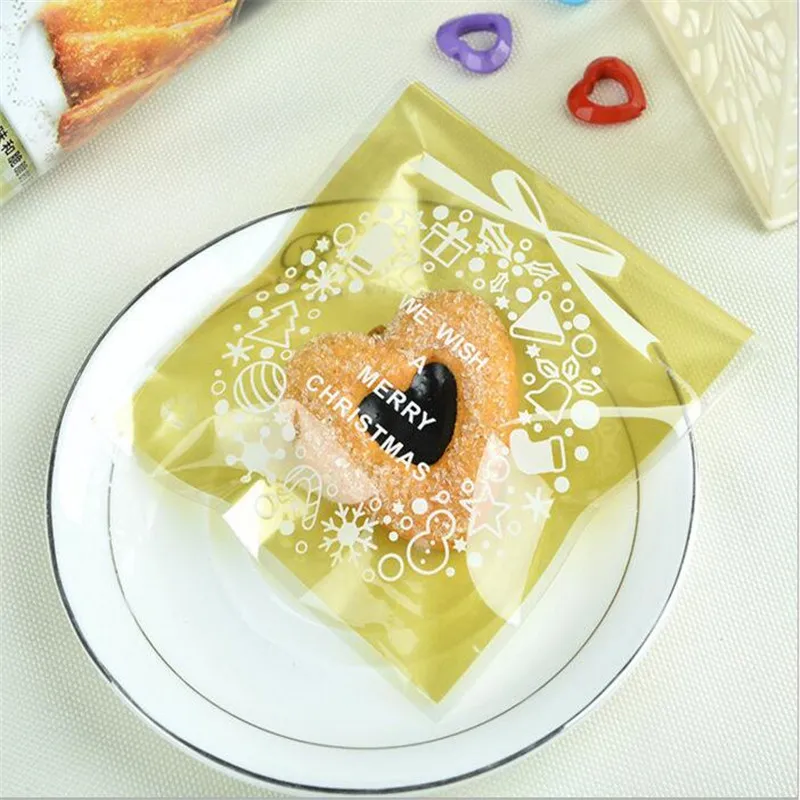 100 шт./упак. с рождественскими конфетами самоклеящийся пакет Елочная гирлянда