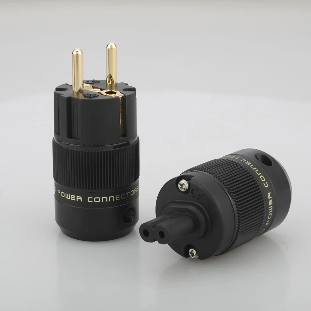 Пара аудиосигнала позолоченный рис. 8 C7 & Schuko Разъем питания hifi аудио динамик