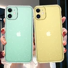 Прозрачный блестящий чехол для iPhone 13 11 Pro Max 12 Mini XS X XR 7 8 Plus SE 2020, блестящий прозрачный чехол, аксессуары для телефона