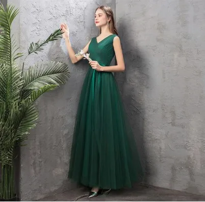 Длинное зеленое платье подружки невесты на заказ для выпускного вечера и свадьбы