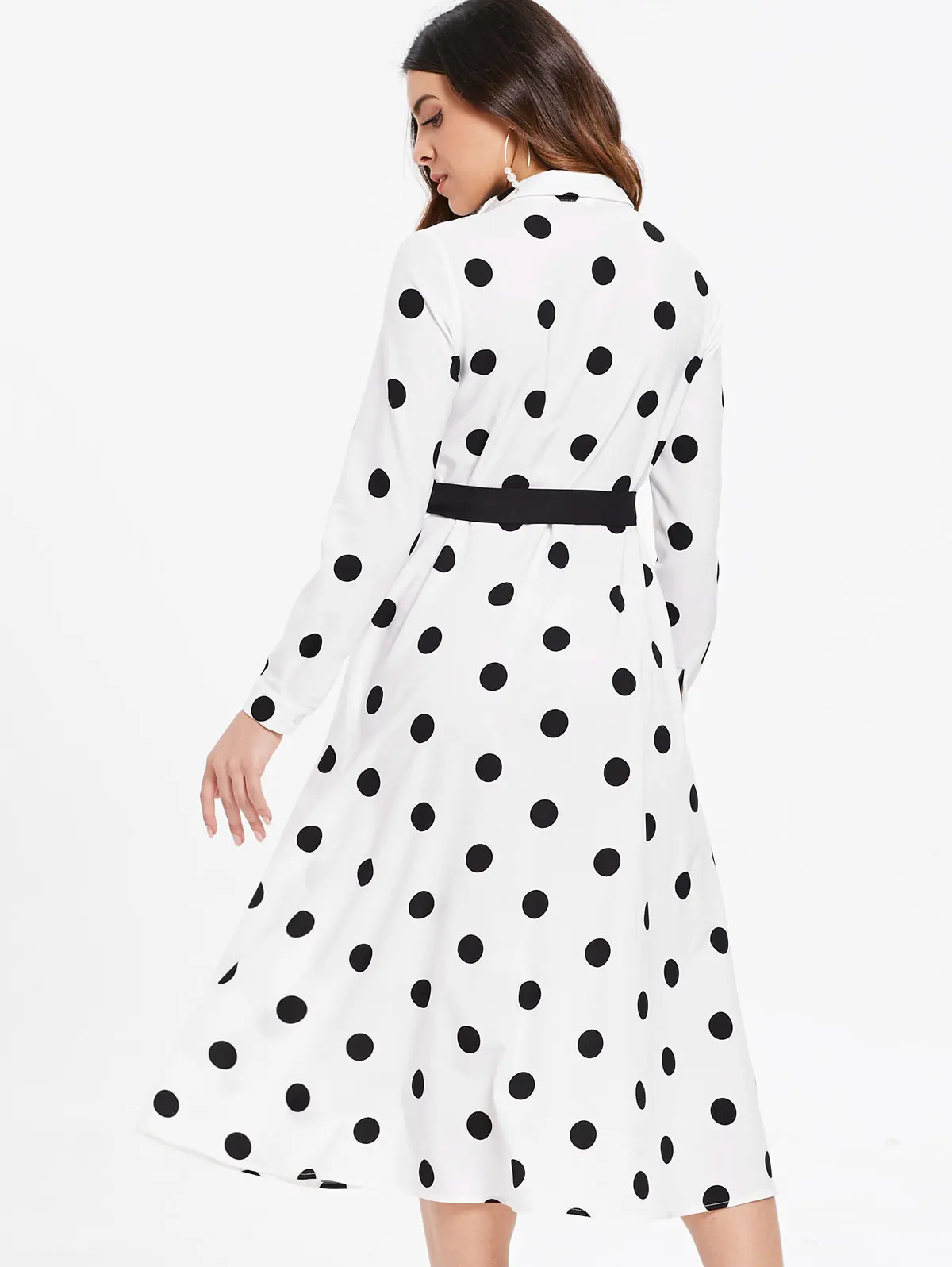 Женское платье миди в горошек Joineles Повседневное платье-рубашка стиле ретро с