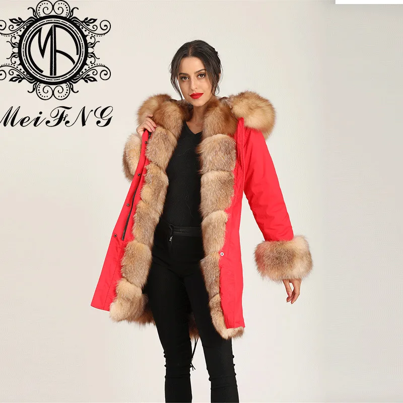 Корейская мода из натурального меха Красной лисы длинный большой мех Роскошная