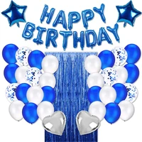 happy birthday party royal blue color balloon set rain curtain confetti balloons supplies for baby kids adult decoration