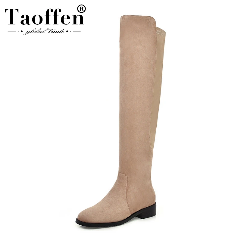 Женские высокие сапоги из лайкры Taoffen зимние теплые 4 цветов размеров 33-46 на