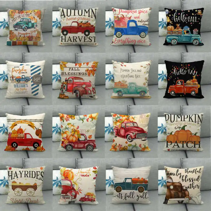 Наволочка для подушки на День Благодарения осень Урожай Тыква грузовик