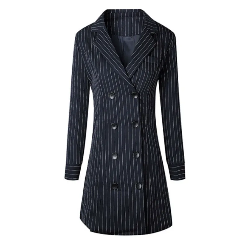 

Women's Summer Blazer Dress Elegant Vintage High Waist Breasted Casual V-neck Black Office Lady Dresses Woman Working Dress