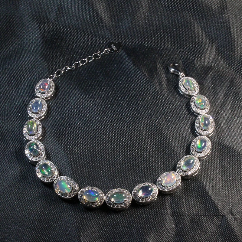 Классический Серебряный браслет с опалом 7 5 карат 15 шт. натуральным из
