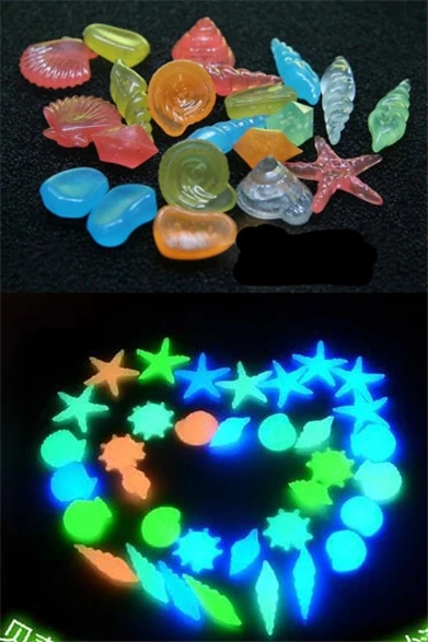 Декор для аквариума светящийся камень Световой с имитацией гальки морским