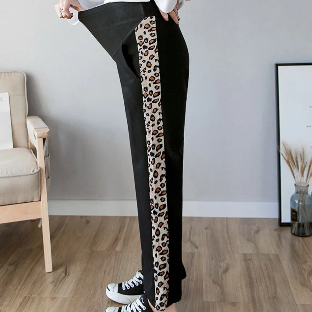 SAGACE штаны для беременных с леопардовым принтом прямые брюки повседневные