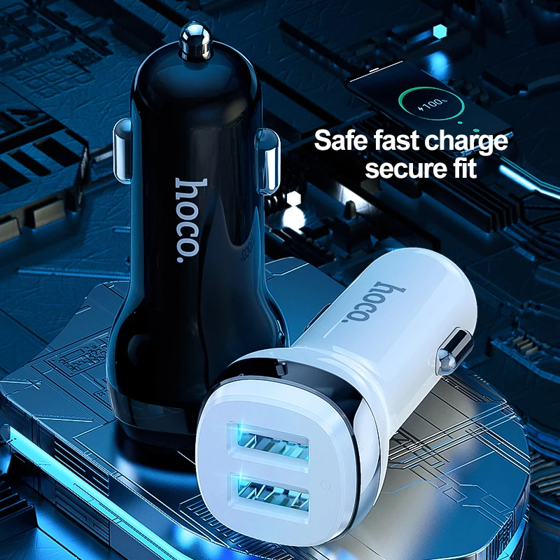 hoco mini 4 8a usb car charger for iphone xiaomi tablet gps fast charger car charger dual usb car phone charger adapter in car free global shipping