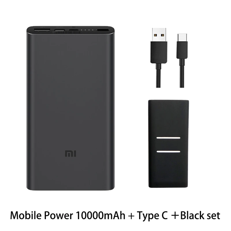Xiao mi 10000 мАч Внешний аккумулятор 3 2 Pro USB-C Двусторонняя Быстрая зарядка 18 Вт Двойной вход выход PLM12ZM Xiao mi 10000 мАч - Цвет: black add b c