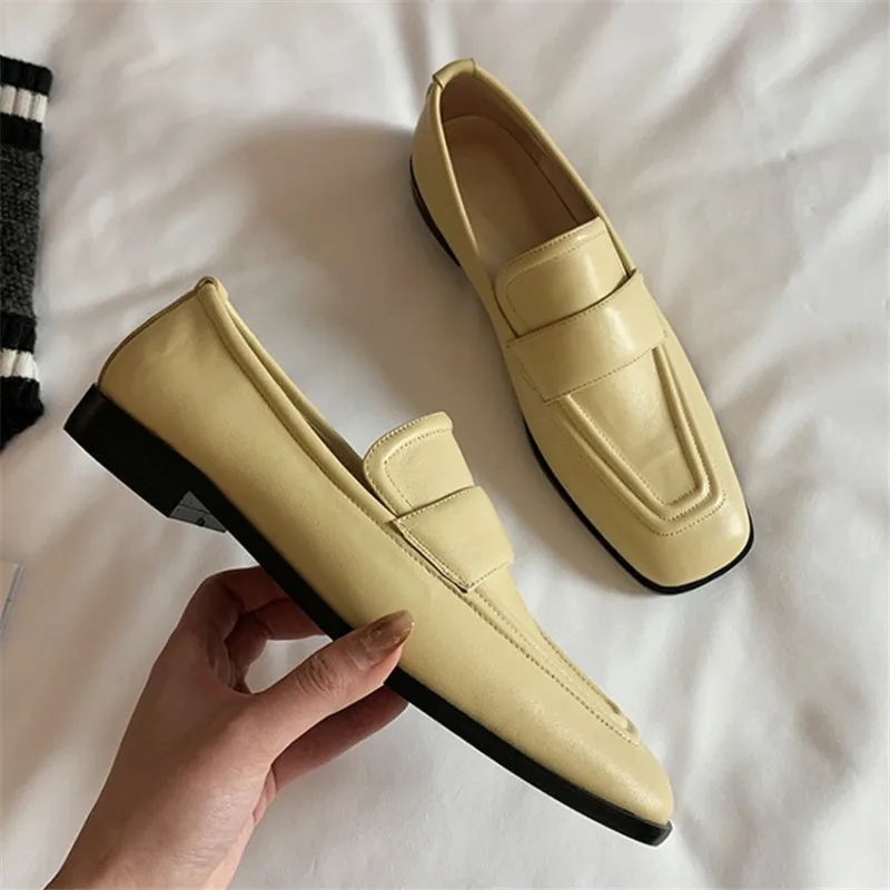 Туфли PXELENA женские из натуральной кожи Классические лоферы на низком каблуке