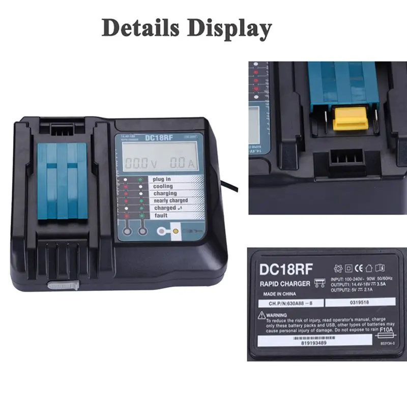 14.4V 18V Li-Ion Battery Charger Voltage Current Lcd Digital Display For Makita Dc18Rf Bl1830 Bl1815 Bl1430 Dc14Sa Dc18Sc Dc18Rc |