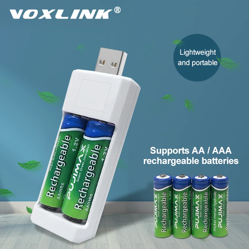 Зарядное устройство VOXLINK USB 2 слота для AA/AAA аккумуляторов зарядное пульта