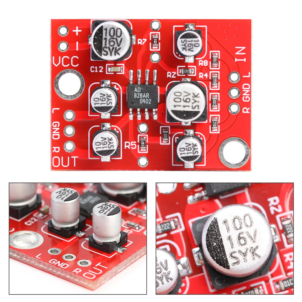 DC 5-15 в AD828 чип Стерео предусилитель усилитель мощности плата усилителя модуль