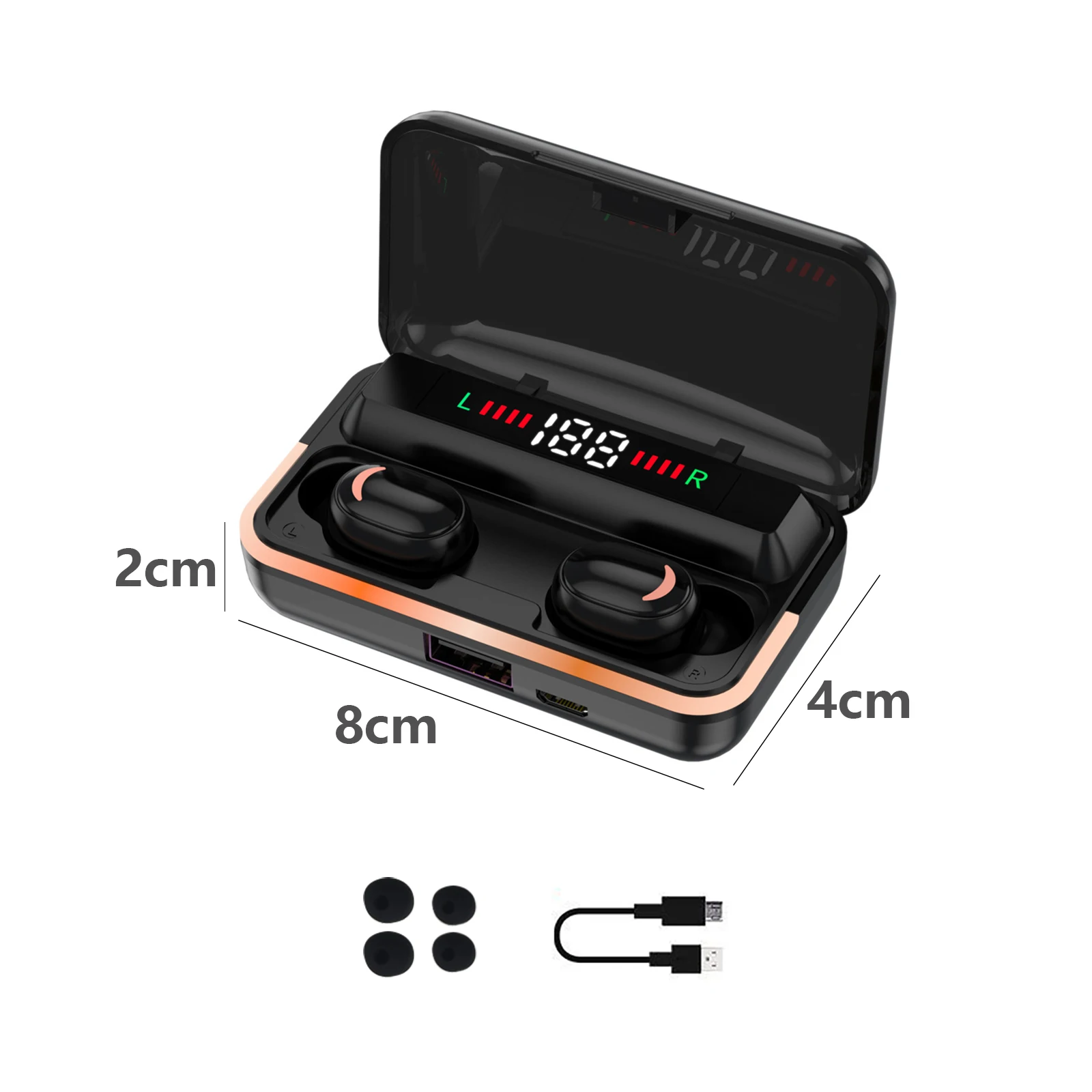 

Wireless Sports in-ear anti-sweat Bluetooth-compatible Earphones E10 digital display headset cool marquee TWS for cellphone