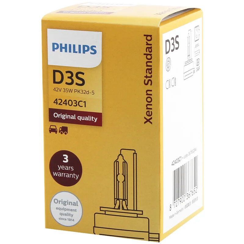 1X Philips HID D3S 35W ксеноновая стандартная 4200K автомобильная лампа оригинальная автомобильная фара OEM Замена обновления D3 ECE 42403C1