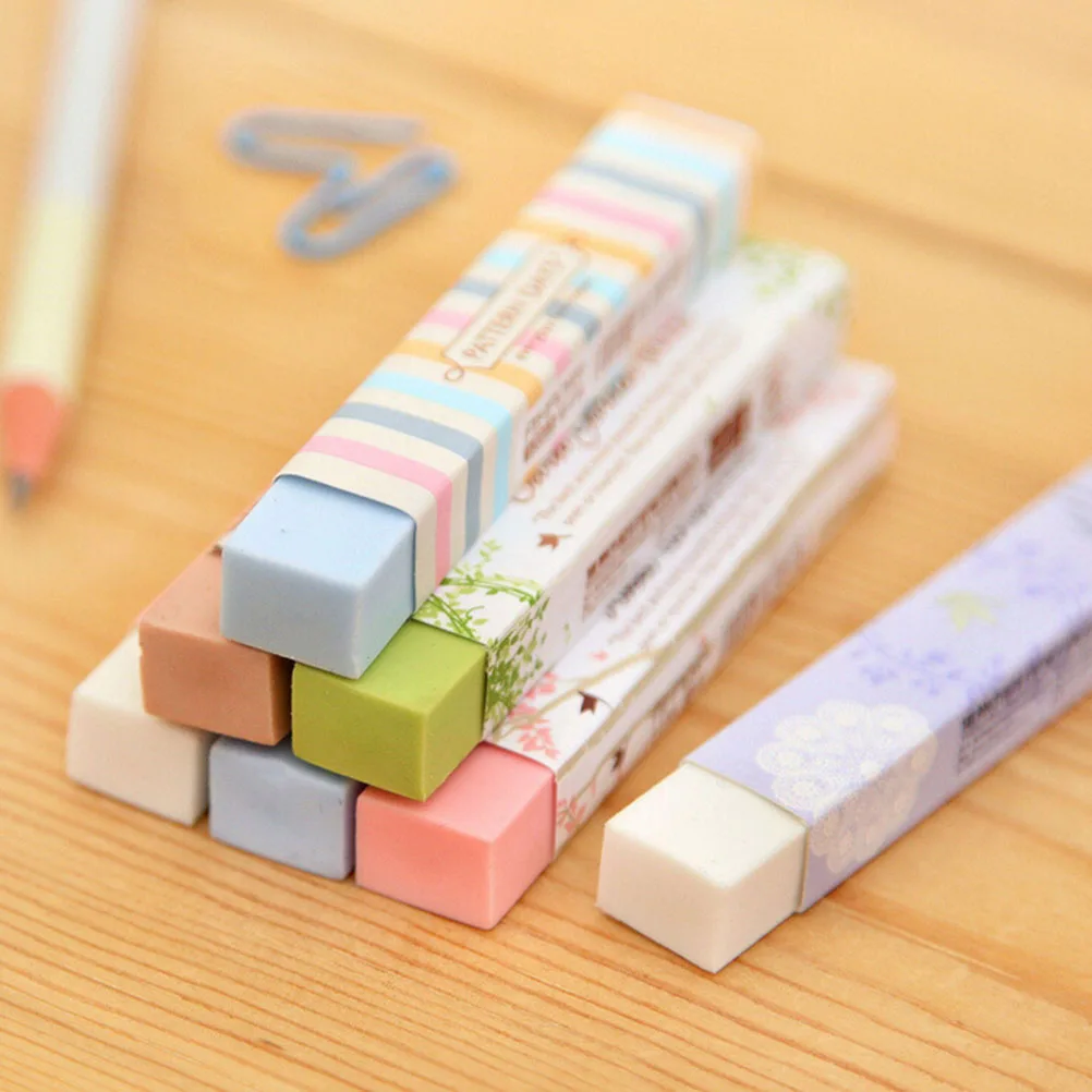 

5Pcs stationery supplies kawaii cartoon Pencil erasers for office school kids prize writing drawing wholesale