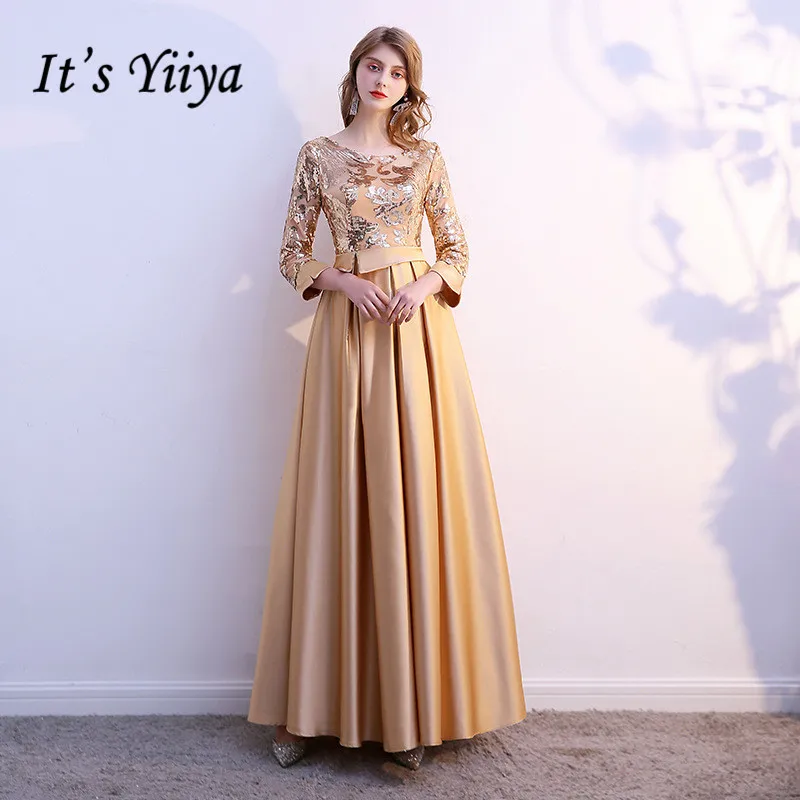 Женское платье подружки невесты It's Yiiya однотонное свадебное с круглым вырезом и