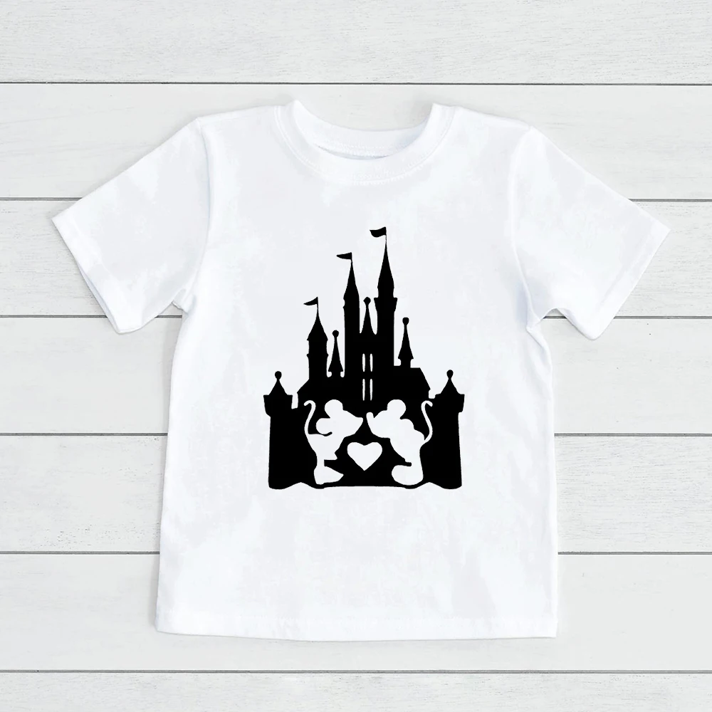 Детская футболка Disney с радужным замком модная Милая одежда для маленьких девочек