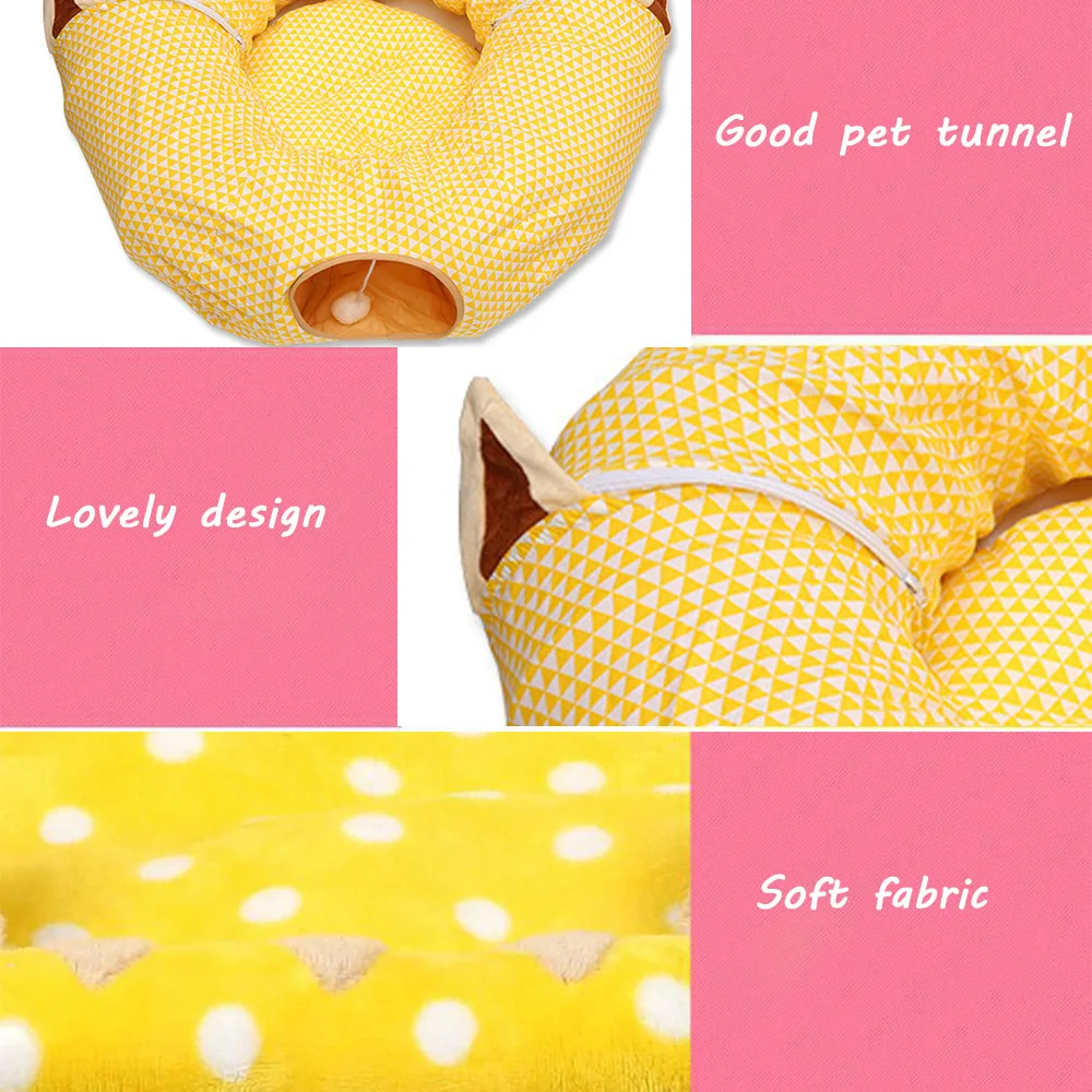 T&uacute;nel redondo para gatos, juguete interactivo con alfombrilla para cama, cama plegable extra&iacute;ble para mascotas, ejercicio para cachorros-2