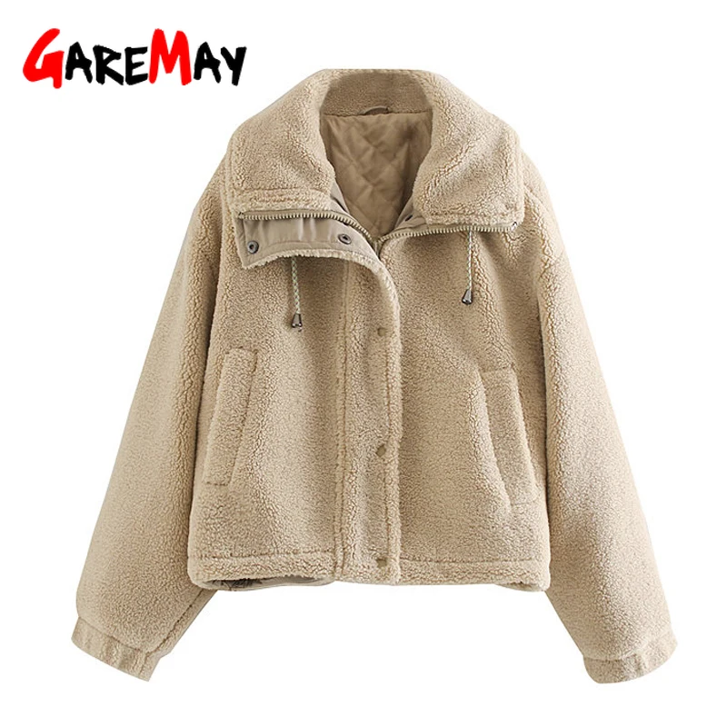 Флисовая зимняя женская куртка с карманами элегантные теплые толстые дамские