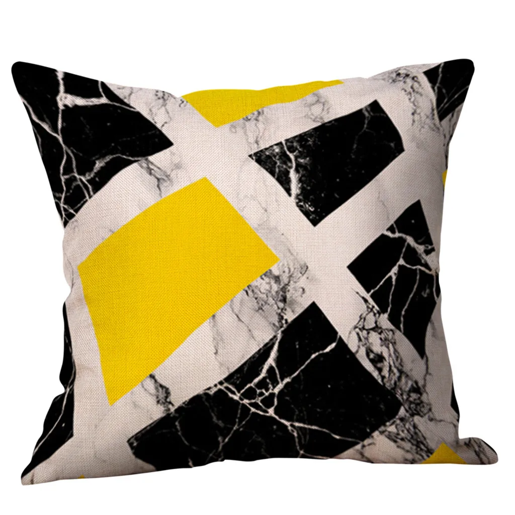 Горчичный чехол для подушки желтый геометрический мраморный текстурный
