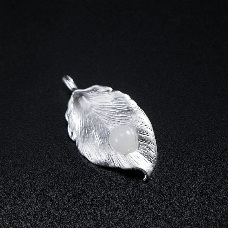 Подвески Flyleaf из настоящего серебра 925 пробы с нефритовой капелькой Листья для