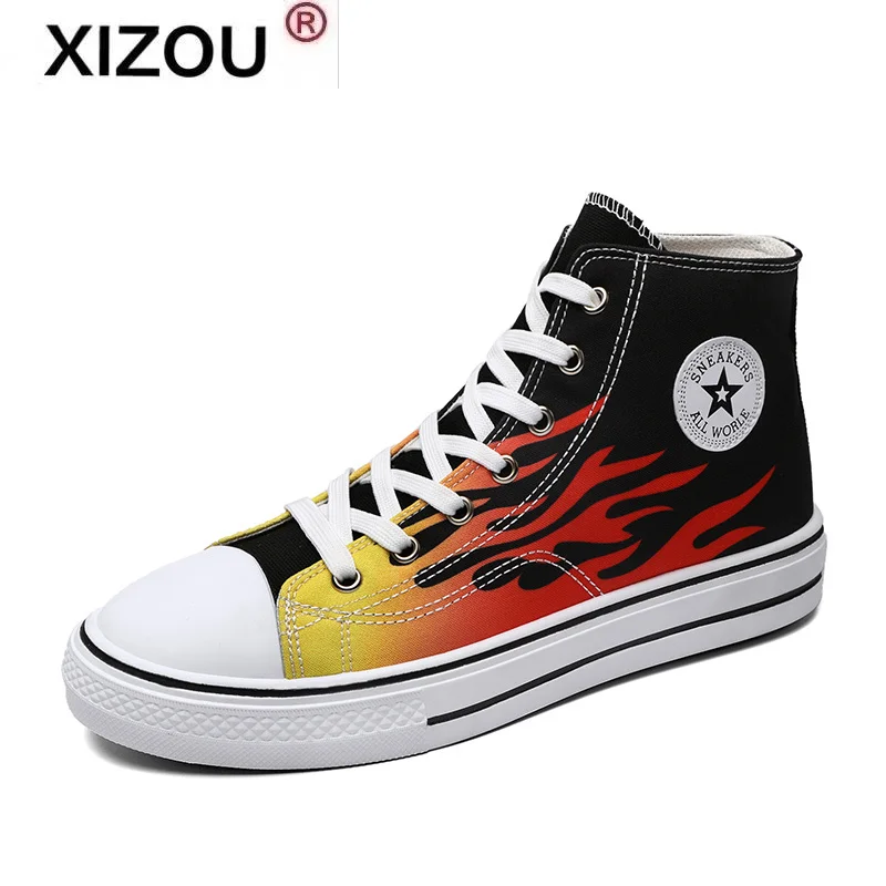 

NEW Boots Men Casual Shoes High Top Fashion Sneakers Men Hip Hop Shoes Big Size 46 Men Vulcanized Shoes Canvas Cartoon Animation