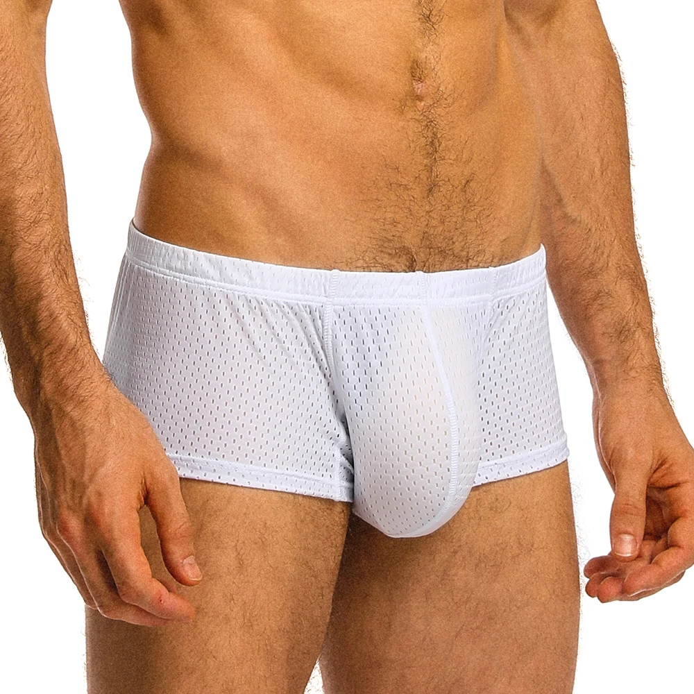 New Sexy Underwear Men Boxer Mesh U Pouch Sexy Underpants Cueca Mesh Pants Trunks Boxer shorts Gay Male Panties