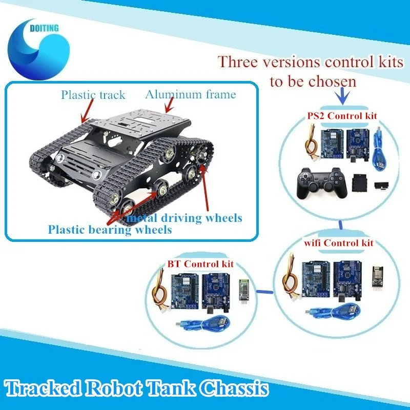 Гусеничный корпус робота танка с рамкой из алюминиевого сплава роботизированные